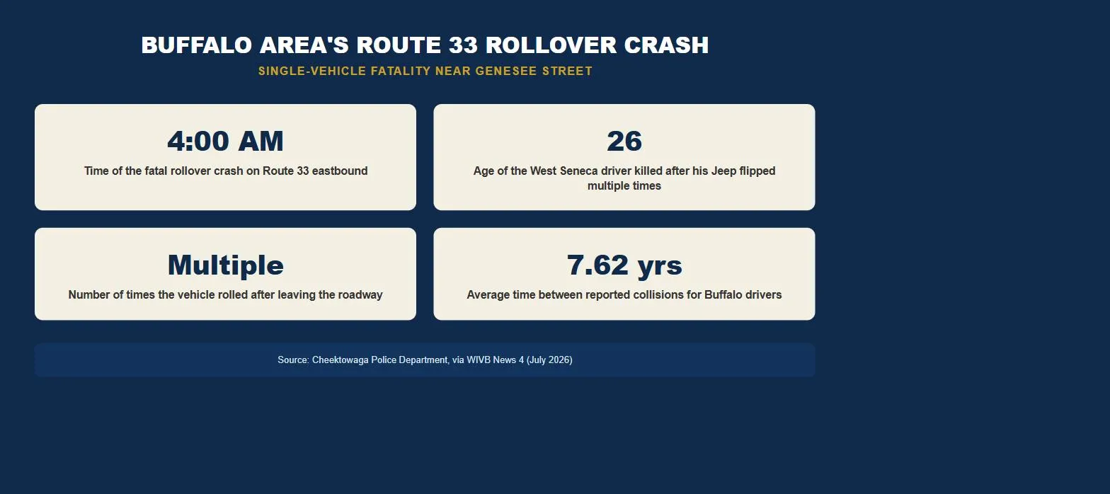 Buffalo car accident lawsuit Route 33 rollover crash statistics infographic