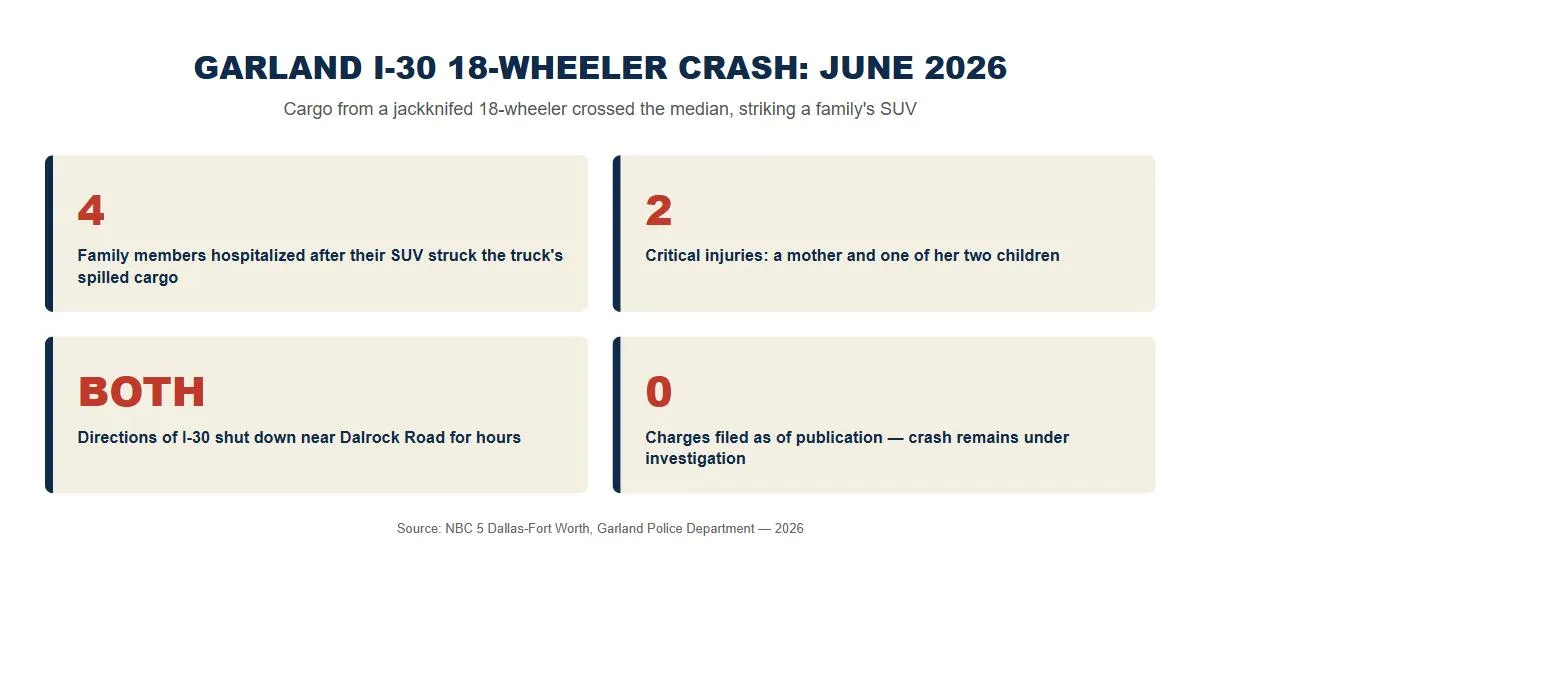 Garland 18-wheeler car accident lawsuit statistics 2026