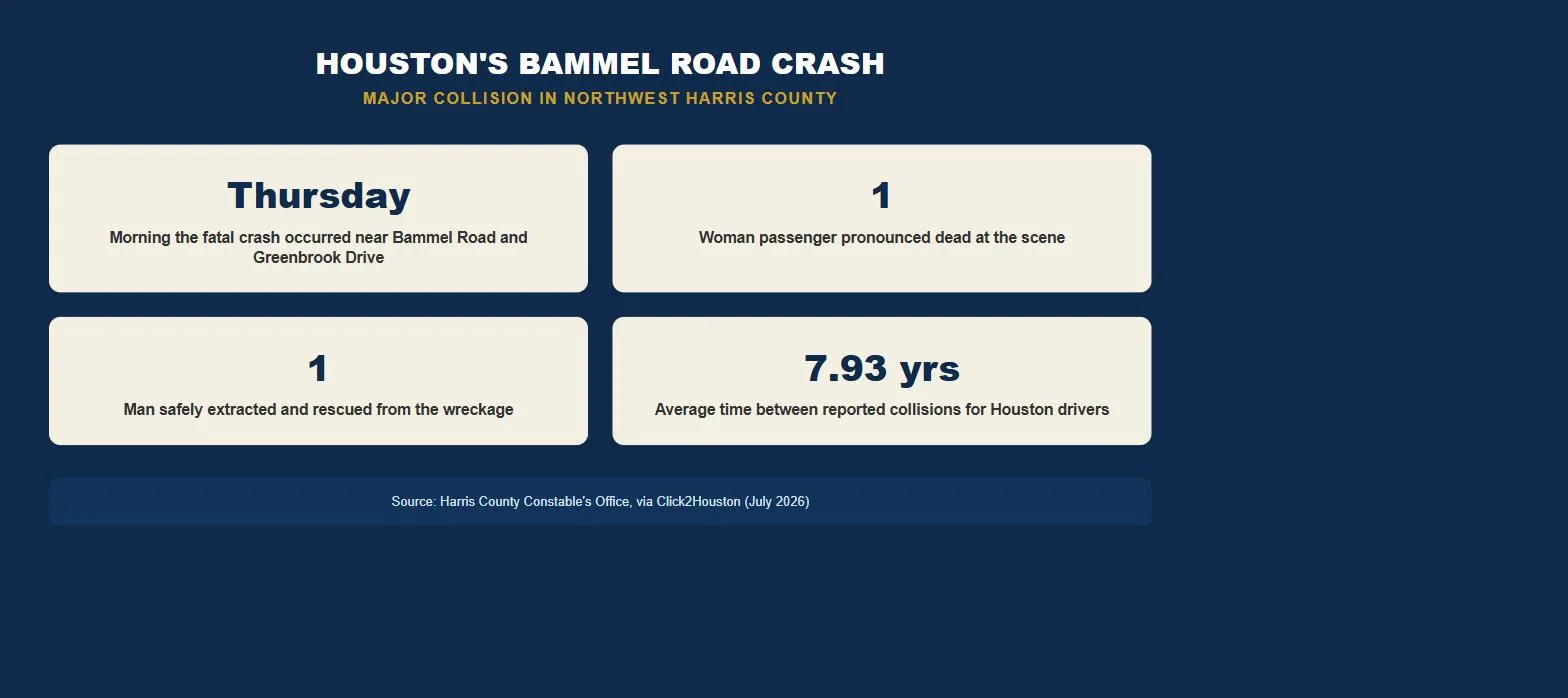 Houston car accident lawsuit Bammel Road crash statistics infographic