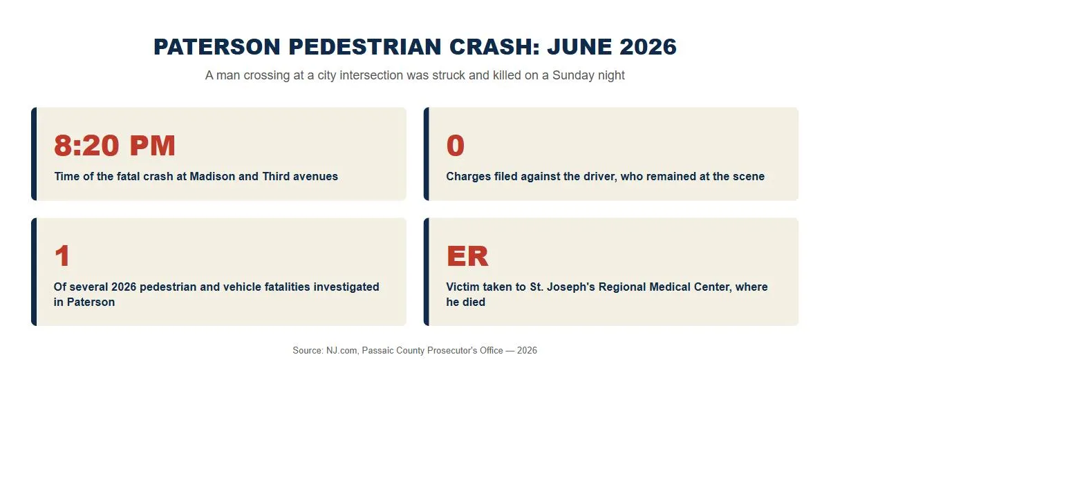 Paterson pedestrian car accident lawsuit statistics 2026