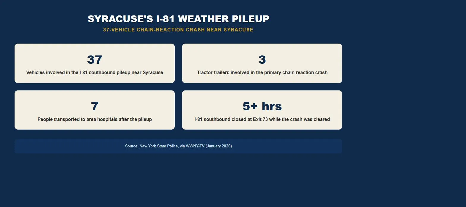 Syracuse car accident lawsuit I-81 multi-vehicle pileup statistics infographic